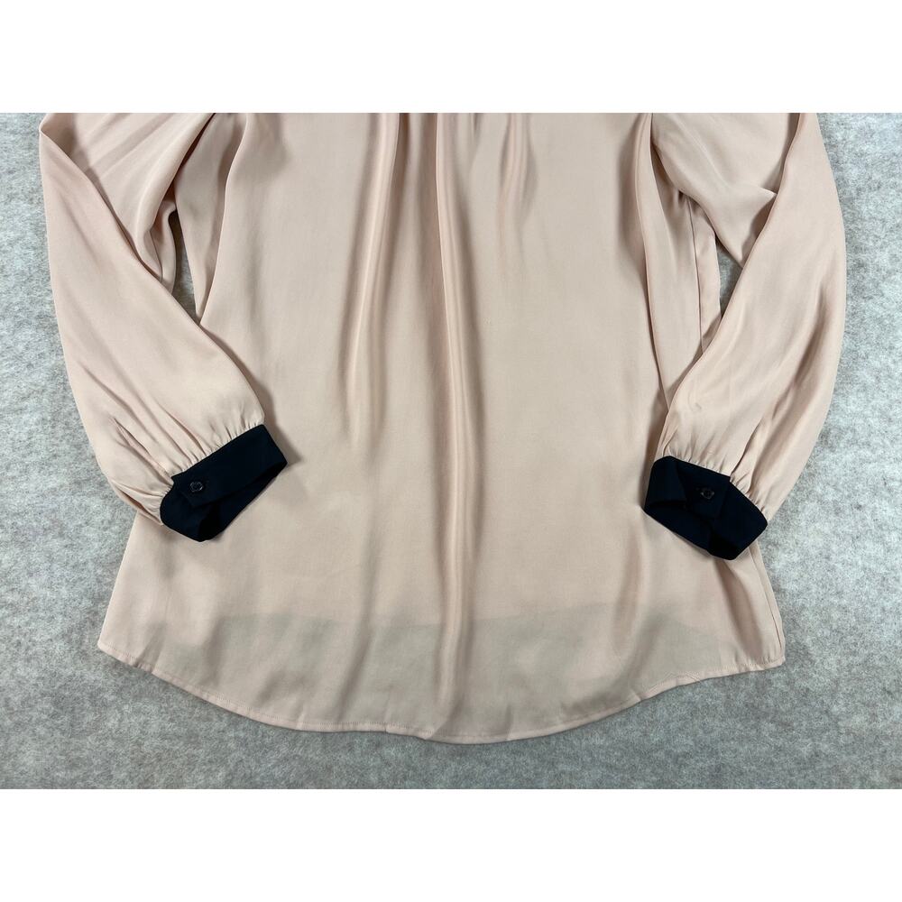 Ann Taylor LOFT Maternity Blush Pink Black Tie Back Blouse Size Large - Picture 4 of 7